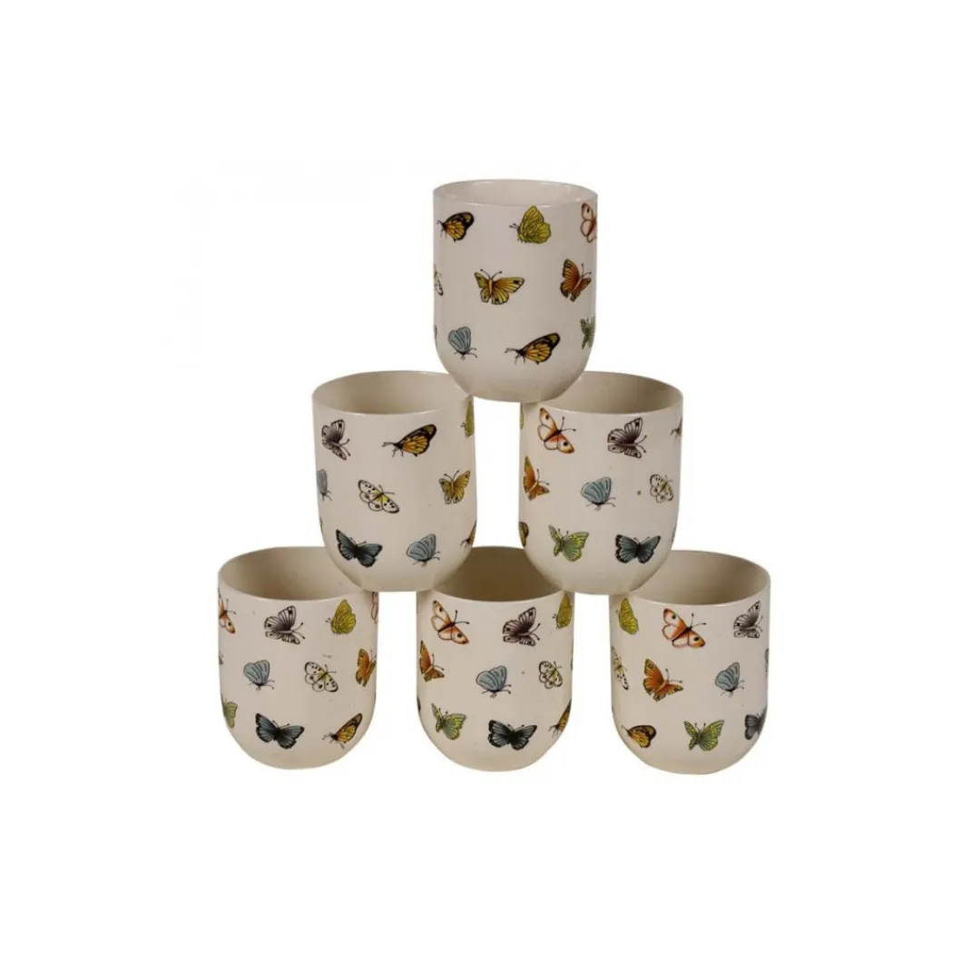 SET CUENCOS X6 PORCELANA MARIPOSAS