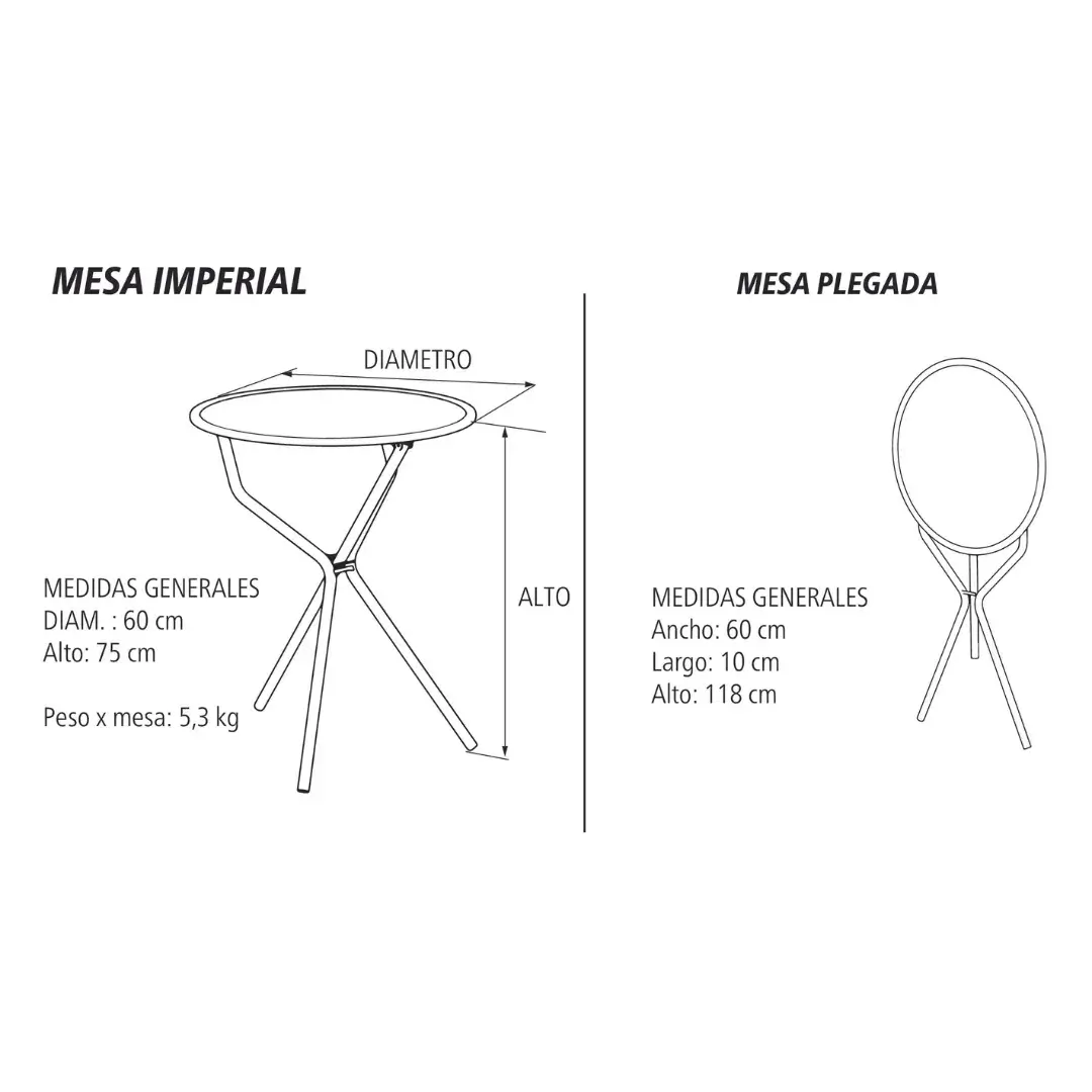 MESA BAR IMPERIAL PLEGABLE NEGRA - Imagen 3