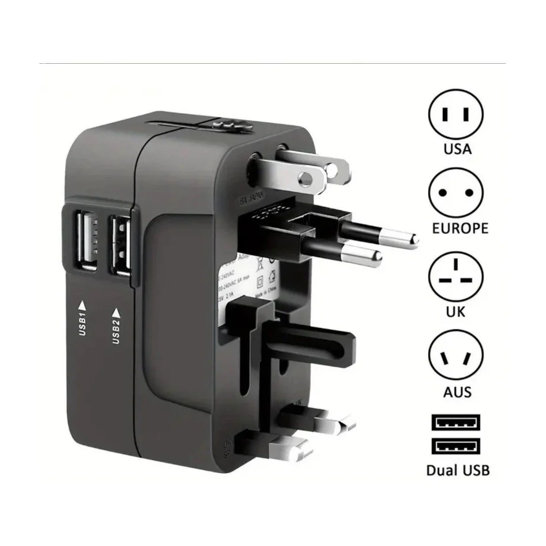 Caja Master Adaptador de Enchufe Viaje Universal Europa Reino Unido Estados Unidos Australia (25 Piezas)