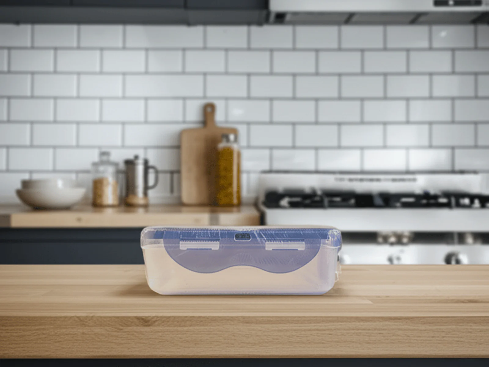 Recipiente Cuadrado Hermético 500 ml de Plástico con Tapa Azul L935 Tab and Kit - Imagen 2