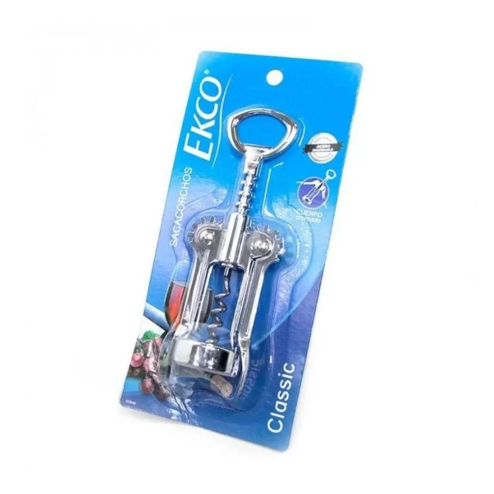 Sacacorchos Destapador De Alas de Acero Inoxidable Cromado Clasic 50948 Ekco