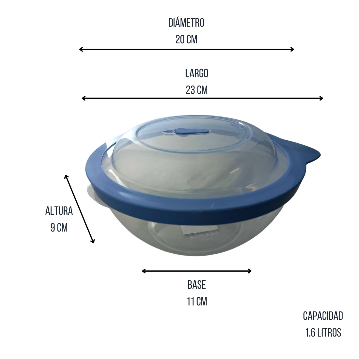 Recipiente Hermético Redondo 1.6 Litros de Plástico con Tapa Varios Colores Tab and Kit - Imagen 2