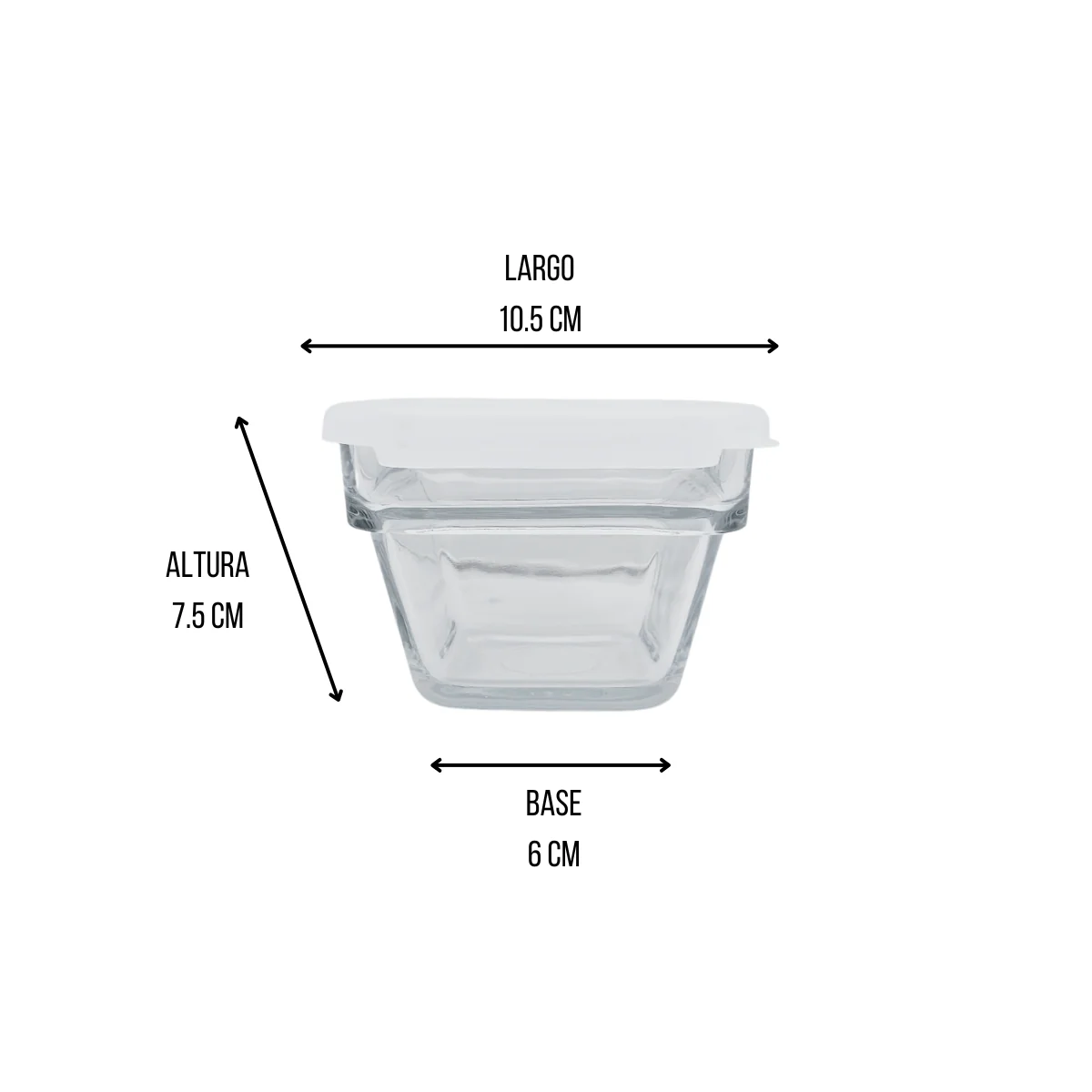 Flanera de Vidrio Cuadrada con Tapa Blanca de Plástico 400 ml Libbey Crisa - Imagen 2